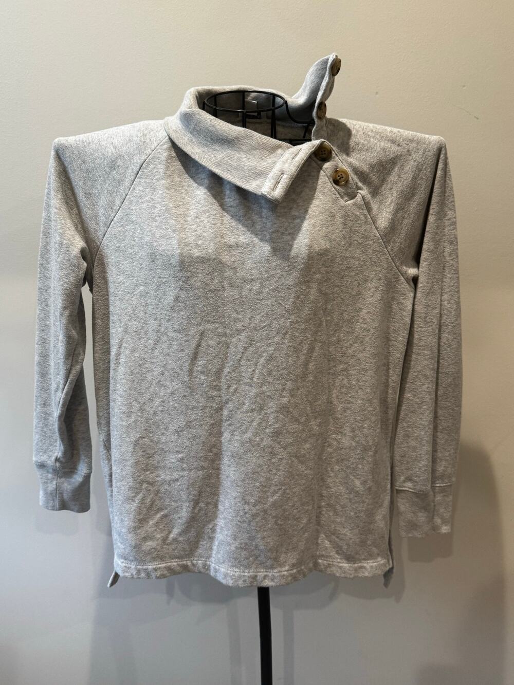 J.Crew Button Neck Pullover Sweatshirt Gray Size Small